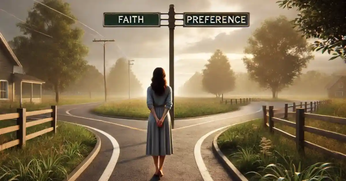 Faith or Preference crossroad image by DALL-E AI