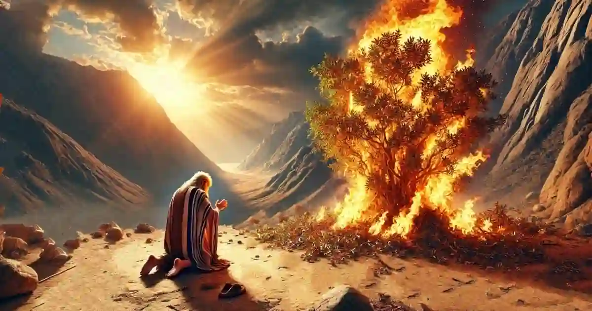 Burning Bush and Moses at Mt. Sinai image by DALL-E AI